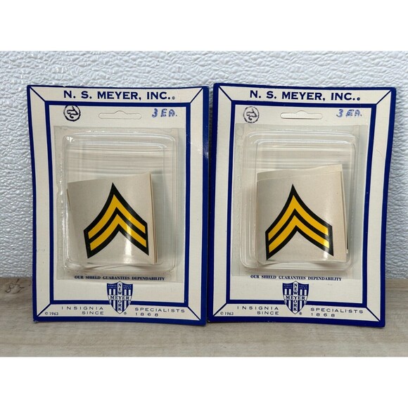 N.S. Meyer Other - Vtg 1960s N. S. Meyer US Army Chevrons Water Based Glass Decals Set Of 2